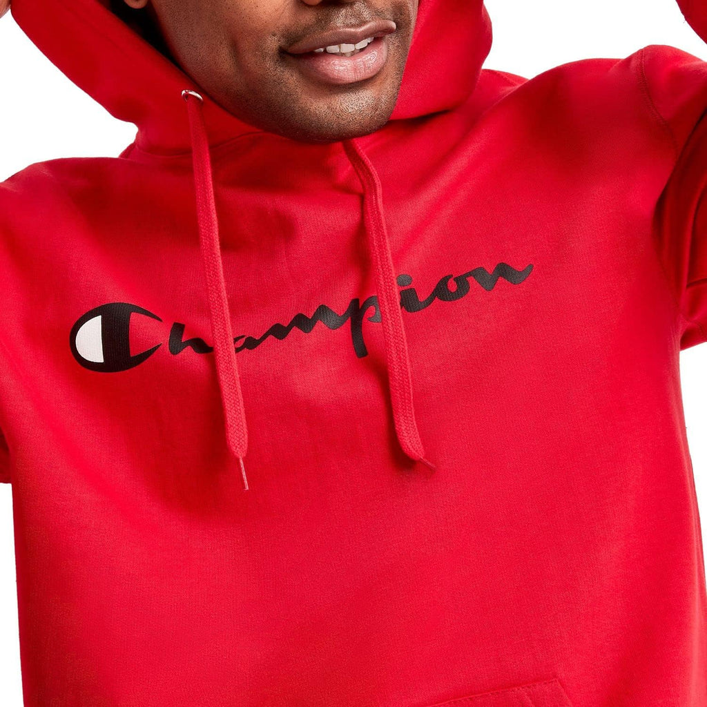 Champion Mens Pullover Graphic Fleece Hoodie, Standard Fit Midweight Fleece Classic Script Logo Available Regular, Big & Tall