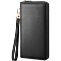 Chelmon Women's Vegan Leather Clutch Wallet with Zip, Hand Strap, Large Capacity