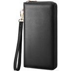 Chelmon Women's Vegan Leather Clutch Wallet with Zip, Hand Strap, Large Capacity