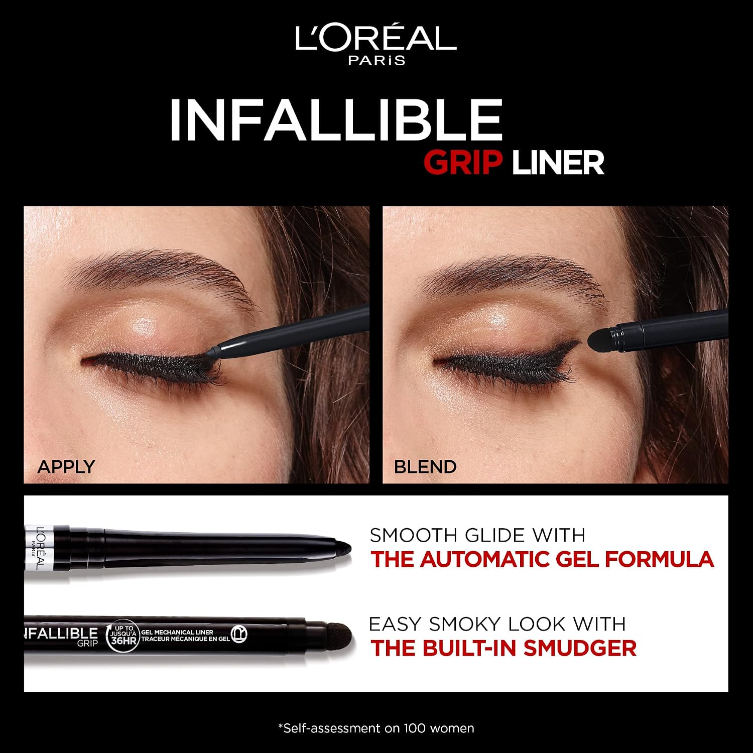 L'Oreal Paris Infallible Grip Mechanical Gel Eyeliner Pencil, Smudge-Resistant, Waterproof Eye Makeup With Up To 36Hr Wear, Brown Denim, 0.01 Oz