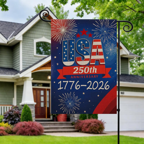 250 Anniversary Usa Garden Flags For Outside, 250 Anniversary Usa Flag With Fireworks Design, 1776-2026 Patriotic 4Th Of July Decorations Yard Sign Double-Sided Waterproof House Flag 12X18 Inch 250 Year American Flag