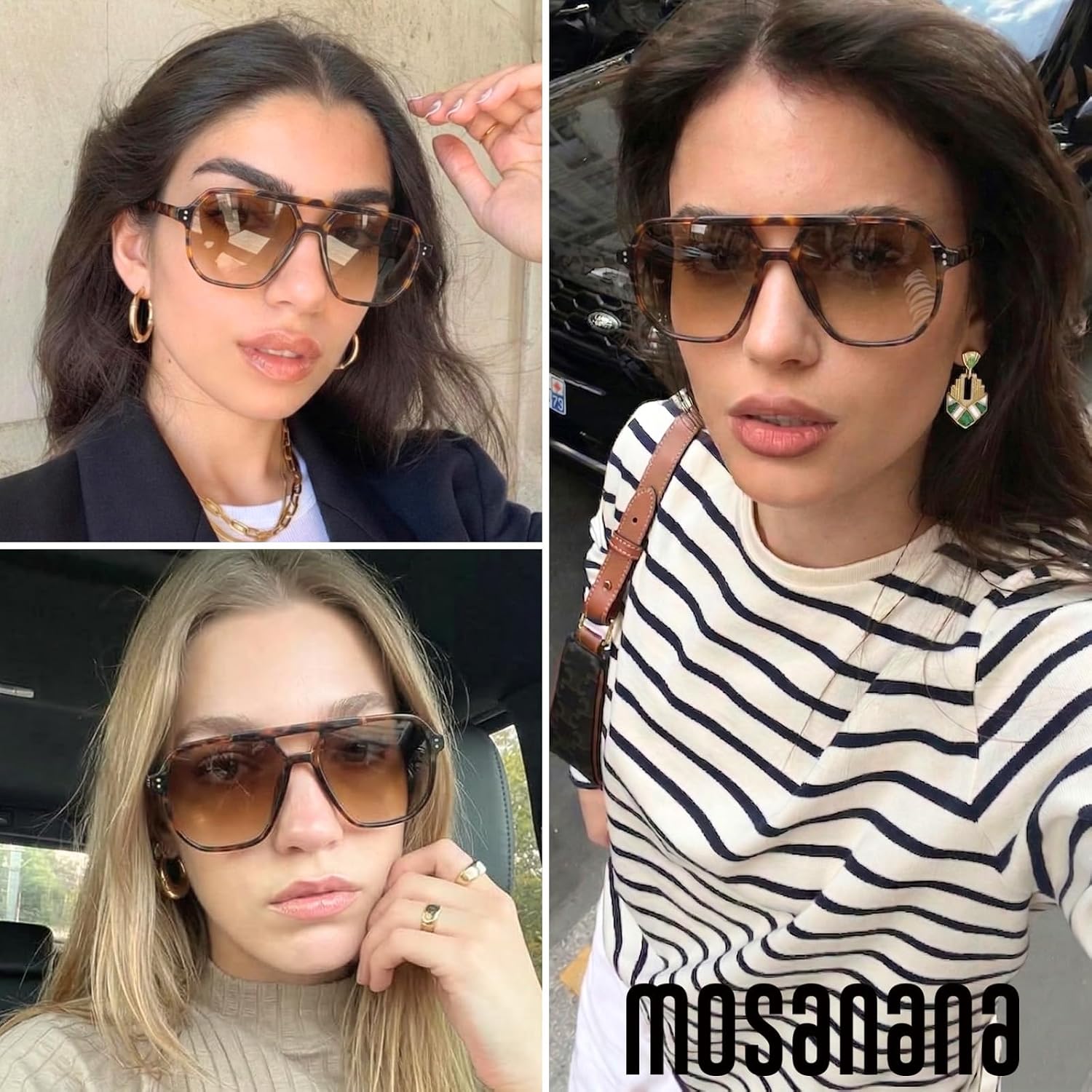 mosanana Oversized Aviator Sunglasses for Women and Men with Polarized Lens MS52243 C7-tortoise