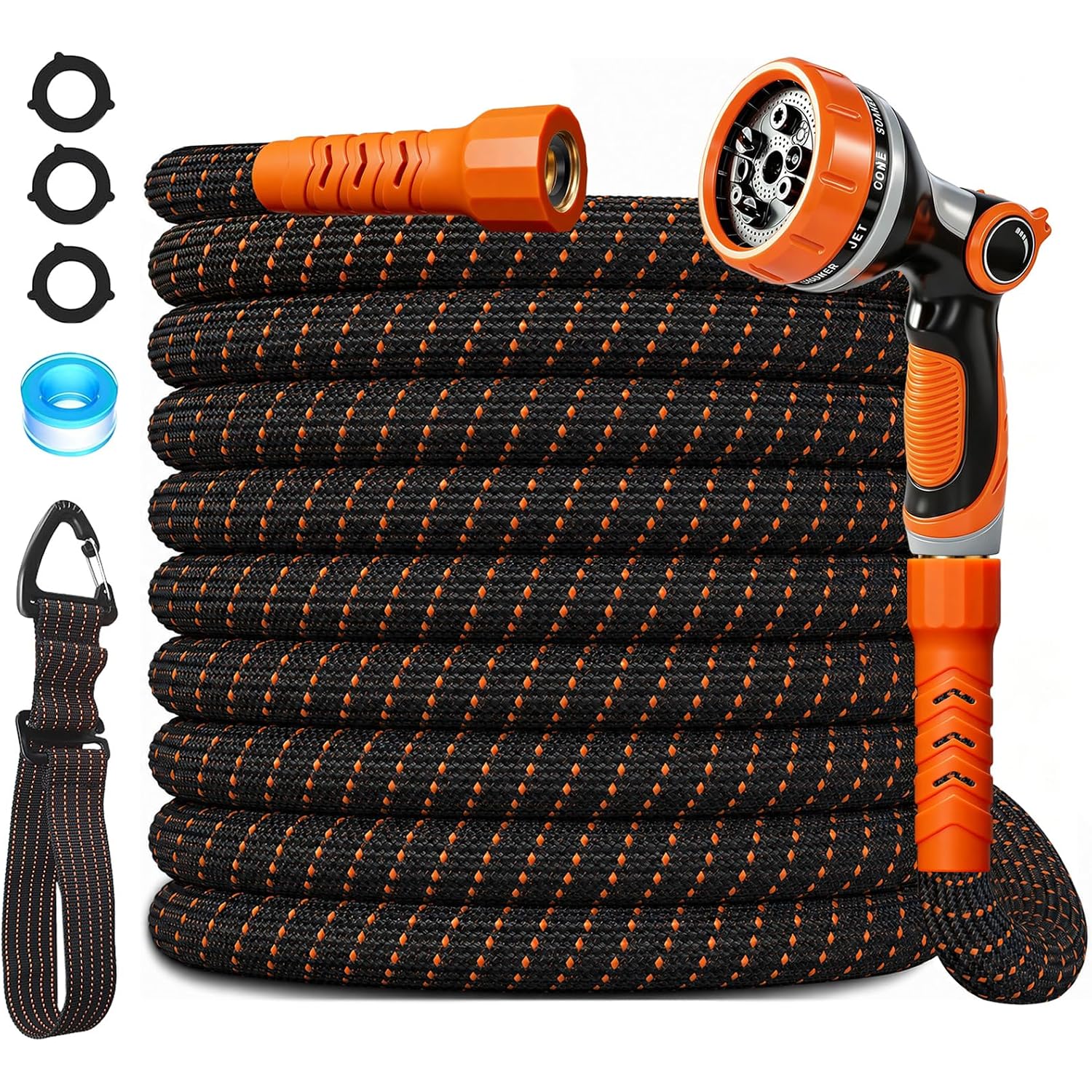 50Ft Ultra Lightweight Garden Hose, Flexible Water Hose, 10 Function Nozzle,Leak-Proof,Swivel Handle Non-Slip, Non-Kink Heavy-Duty Hose For Yard,Car,Rv,Outdoor Non|Expandable(50Ft)