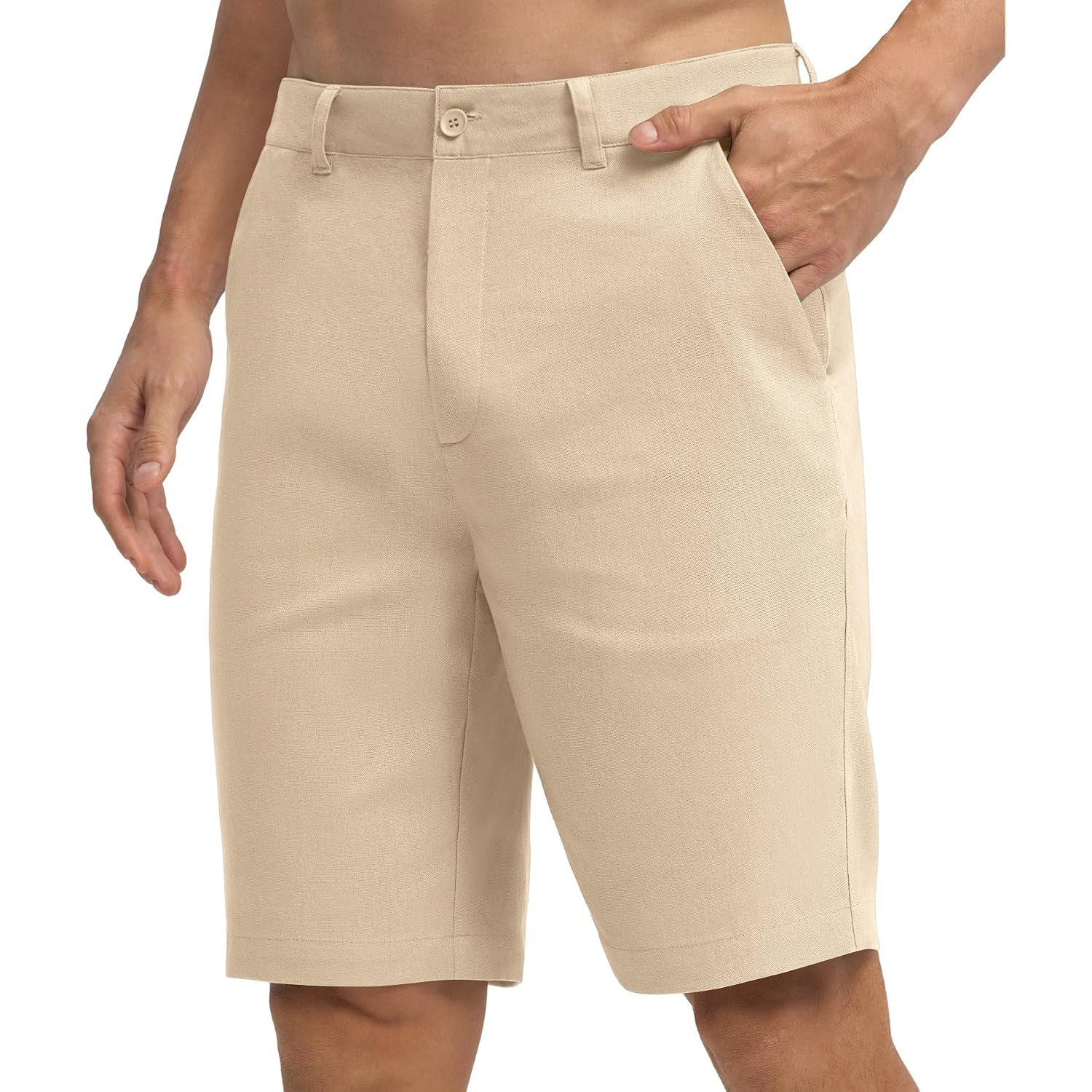 Willit Men'S Linen Shorts Dress Summer Casual Work Linen Shorts Flat Front With Pockets 10"