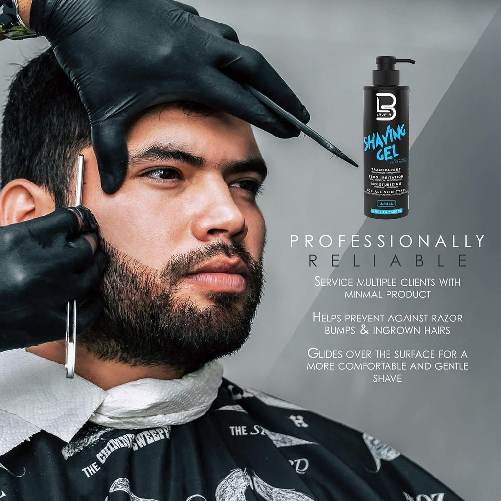L3 Shaving Gel - Straight Razor Shave Gel - Non-Irritating - Refreshing Smell - No Hot Towel Necessary - Level Three Razor Gel (Aqua)