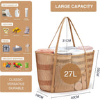 Kalidi Upgrade Version Beach Mesh Tote Bag Max 27L Large Capacity,Shoulder Bag Nylon Hobo Women Casual Foldable Beach Picnic