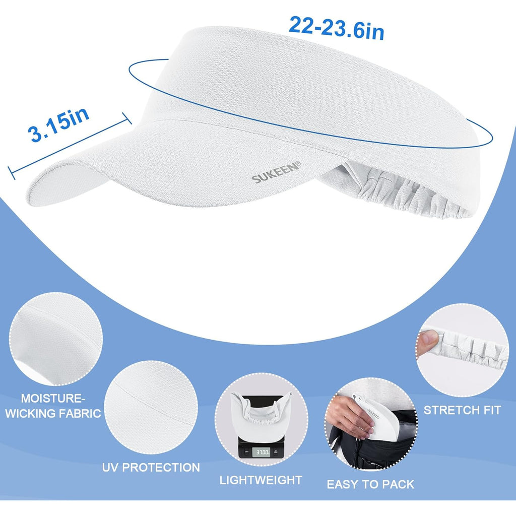 Sukeen Cooling Stretchy Visor Free Size Cool Hat with UV Protection Brim Peak Vizor for Golf,Tennis,Cycling,Running