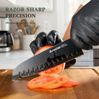 Astercook Knife Set, 13-Piece Kitchen Knives Set with 6 Blade Guards, Black Anti-Rust & Non-Stick Coating, Dishwasher Safe Stainless Steel Knives, Ergonomic Handle, Perfect for Holiday Gifts