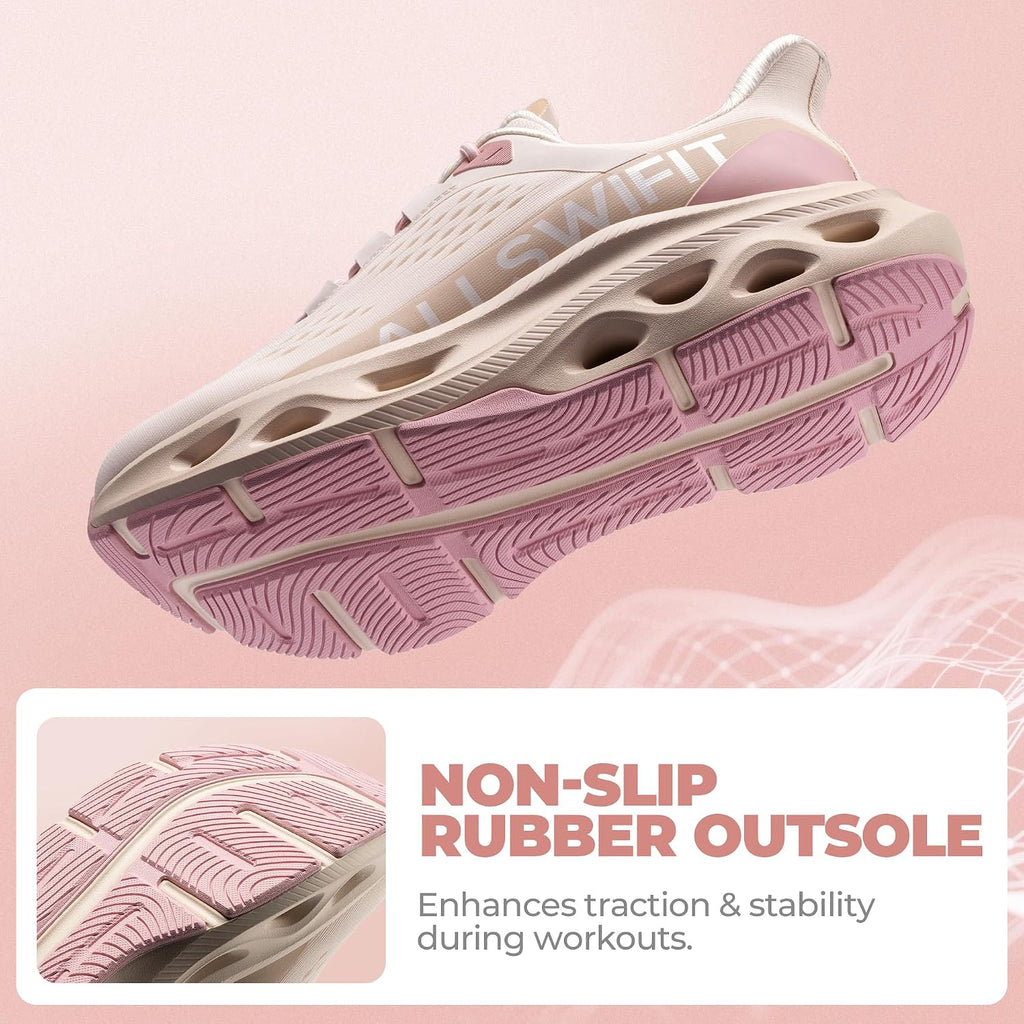 Allswifit Women'S Slip On Walking Shoes Cushioning Hands Free Non Slip Breathable Comfort Workout Running Jogging Gym Athletic Tennis Moveslide Fashion Sneakers