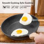 Roomena 8 Inch Nonstick Frying Pan Skillet, Non Stick Granite Fry Pans, Omelette Pan, Egg Frying Pan With Heat-Resistant Handle, Requires Installation, Pfoa Free Chef'S Pan, Induction Compatible