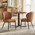 Vasagle Ekho Collection - Dining Chairs Set Of 2, Upholstered Kitchen Chairs, Comfortable Seat, Synthetic Leather With Stitching, Mid-Century Modern, Easy Assembly, Living Room Lounge, Caramel Brown
