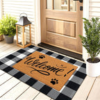 Area Rug, 2’4’’ x 3’7’’ Black and White Checkered Rug Plaid Outdoor Rugs, Soft Machine Washable Cotton Woven Welcome Mat Area Rugs for Home Decor, Bedroom, Doormat, Balcony, Porch, Patio