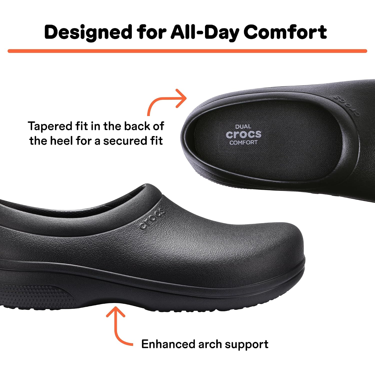 Crocs Adult On The Clock Clogs Slip On Slip Resistant Work Shoes