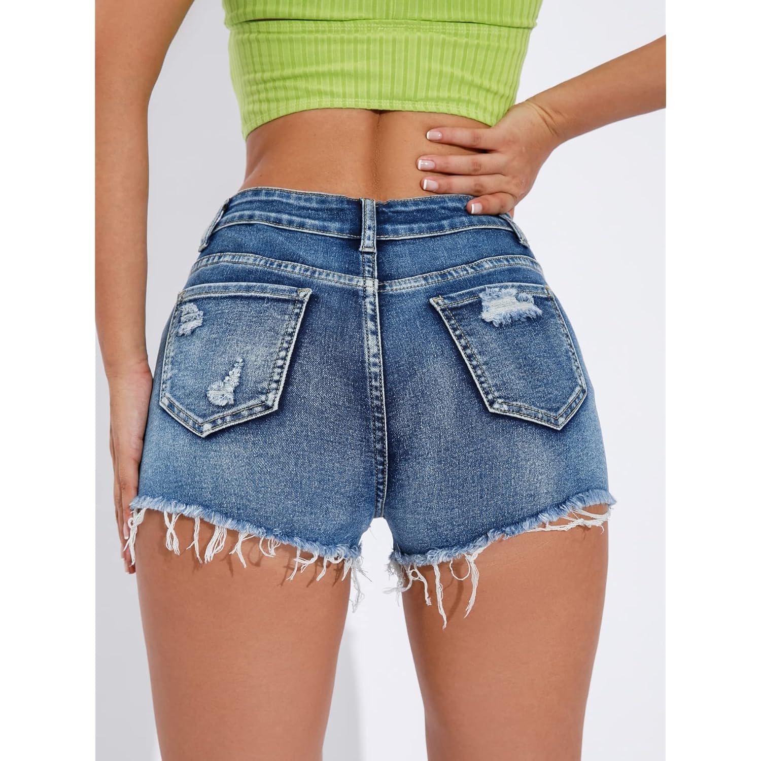 Womens Shorts Jeans Y2k Outfits Summer Vintage Low Rise Ripped Distressed Skinny Mini Denim Shorts