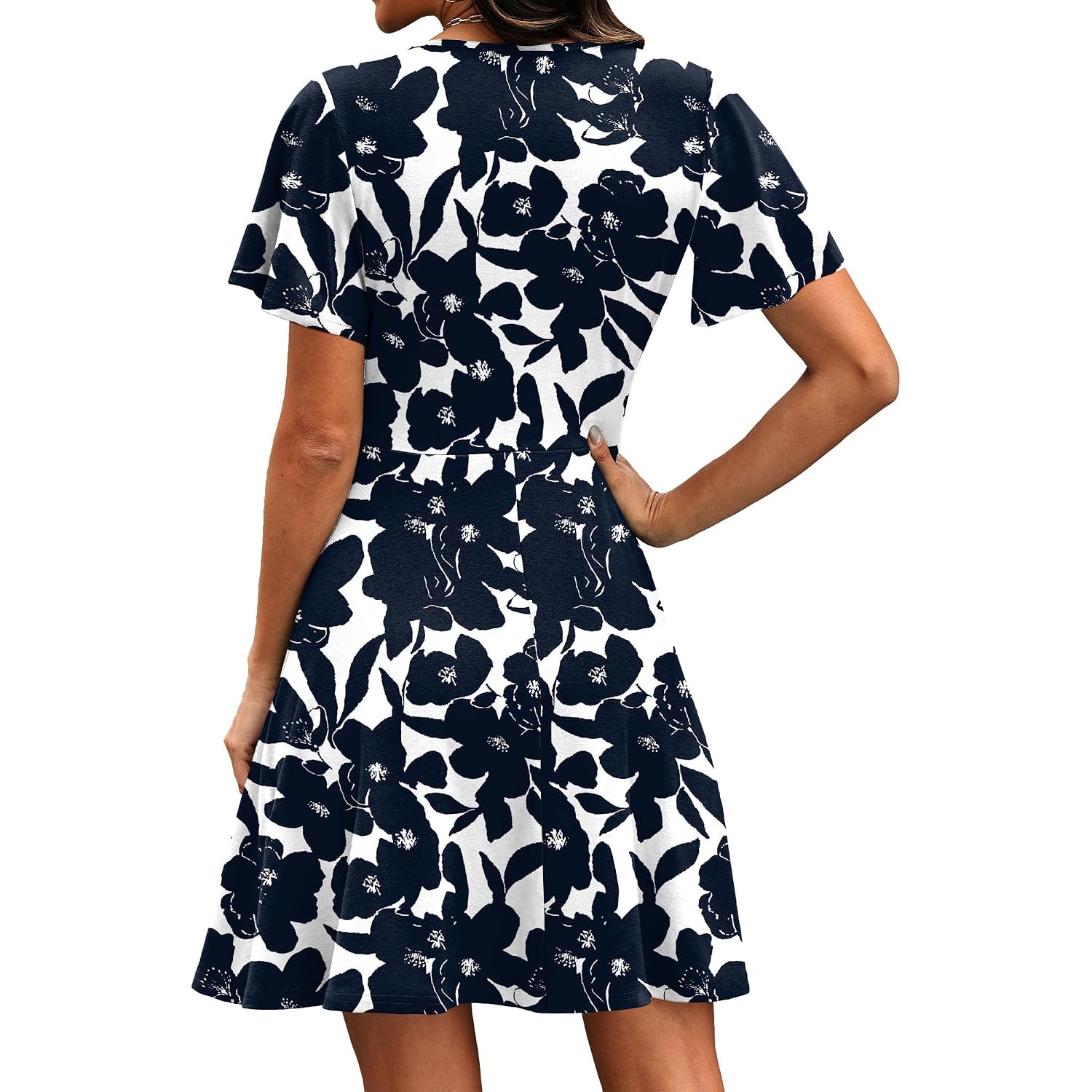 Rumia Womens Casual Dresses Wrap V Neck Dress A-Line Ruffle Sleeve Summer Sundress Fashion 2026