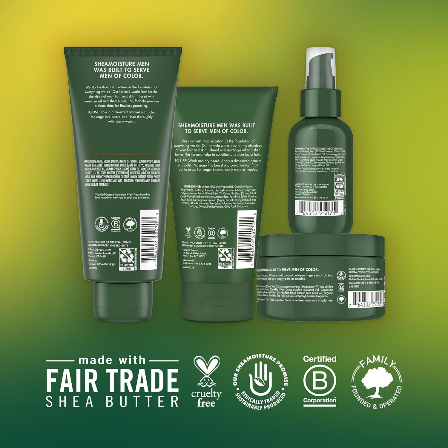 SheaMoisture Beard Kit for Men – Beard Wash, Conditioning Beard Oil, Full Beard Detangler + Beard Balm with Shea Butter & Maracuja Oil, Gifts for Men (4 Piece Set)