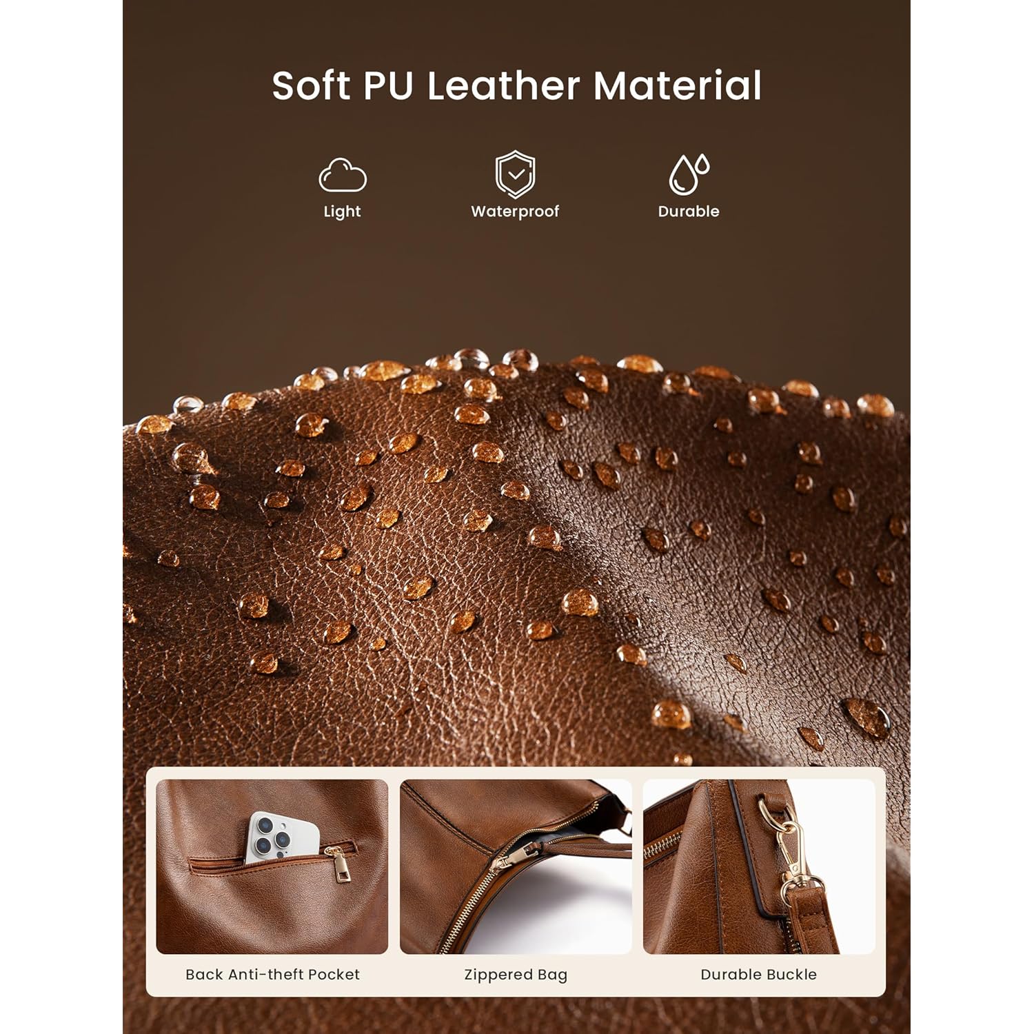 Realer Hobo Crossbody Bags for Women Designer Faux Leather Hobo Handbags Retro Large Size Shoulder Bag Bucket Purse