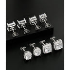 Zankulas Cubic Zirconia Stud Earrings for Women Mens Earrings Hypoallergenic Square CZ Studs Set