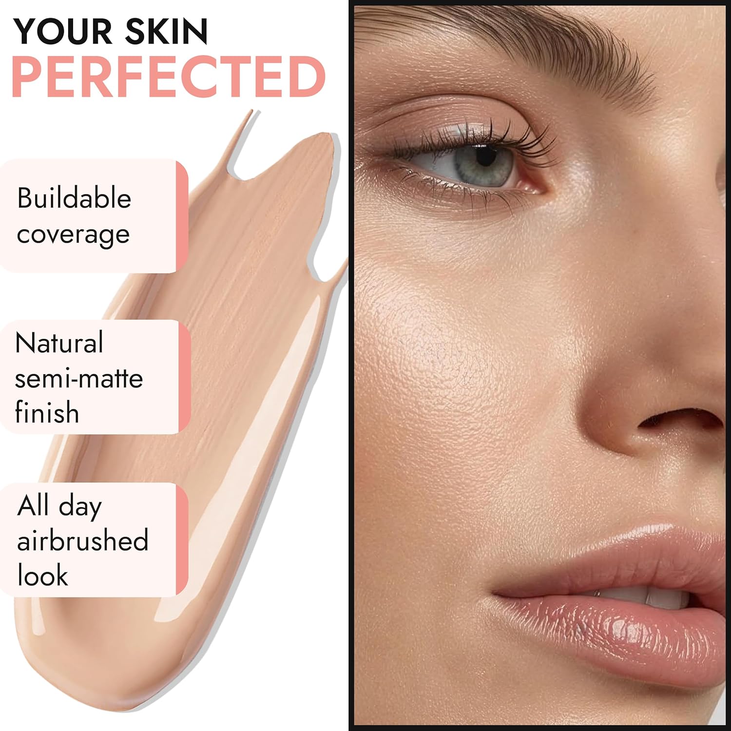 BaeBlu Organic Aloe-Based LUX Liquid Foundation, Natural Vegan Gluten-Free Made in USA, Vanilla