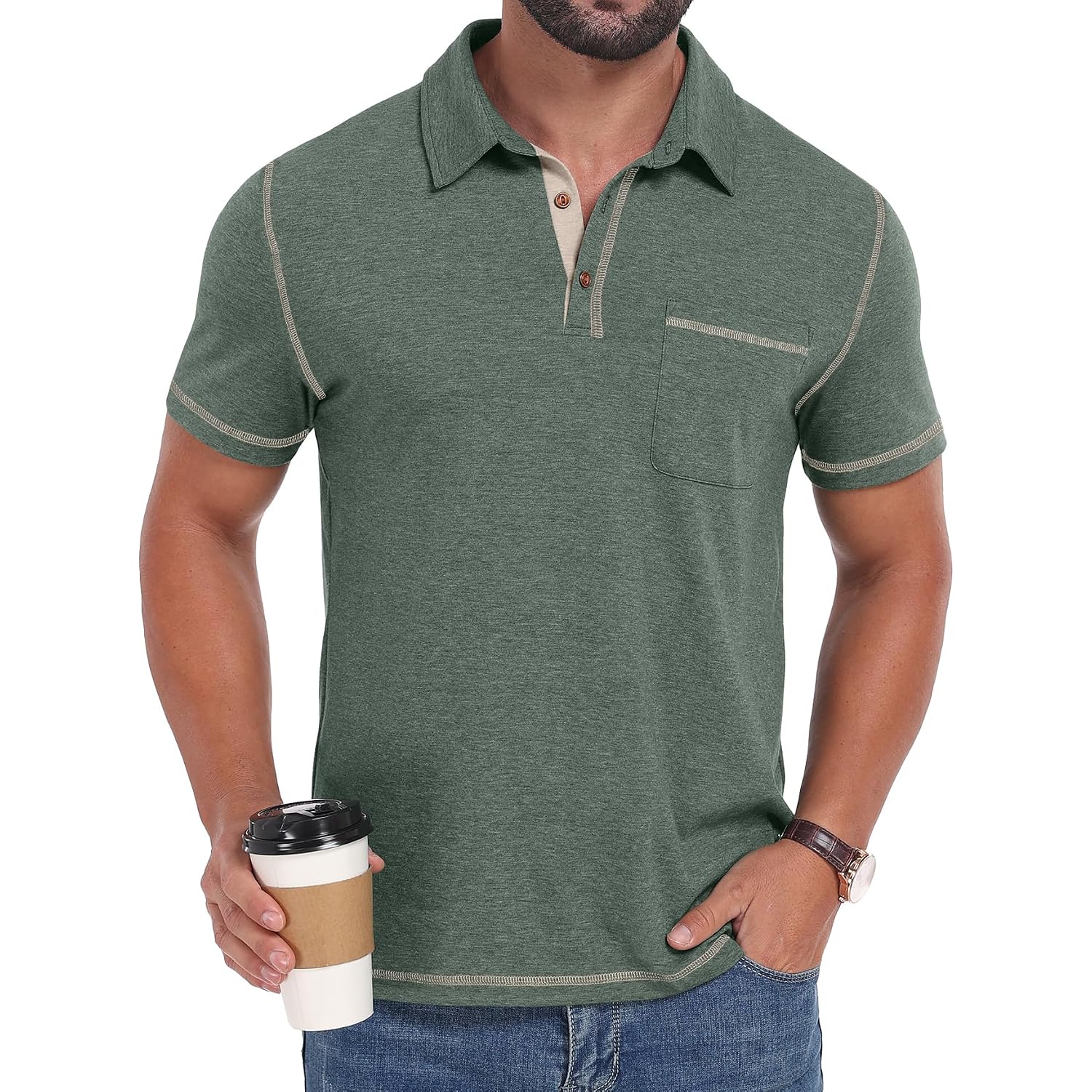 Sailwind Men'S Short Sleeve Polo Shirts Casual Summer Classic Collared Golf Shirt With Pocket