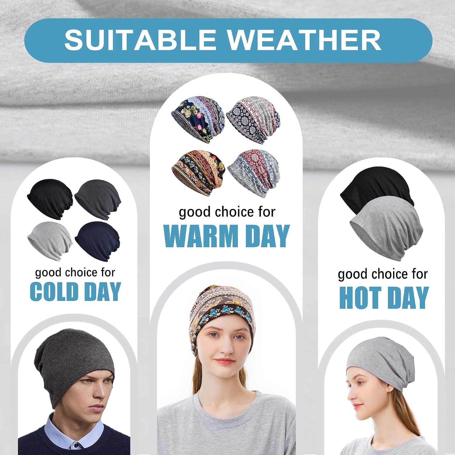 Cotton Slouchy Beanie Hip-Hop Soft Lightweight Running Beanie Adult Skull Hats Cap for Men Women Multicolor1-4pk