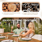 Devoko Home Acacia Wood Dining Table 6-Person Indoor Outdoor Table With Iron Legs, Sandblast Finish, Natural Stained, Rustic Metal, 69 * 33 * 30 Inch (Natural)