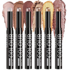 6 Colors Neutral Eyeshadow Stick Combo Set, Nude Brown Rose Gold Matte Shimmer Cream Eye Shadow Sticks Warm Tone Lazy Makeup For Daily & Party, Long Lasting, Waterproof, No Brush Needed, Set A