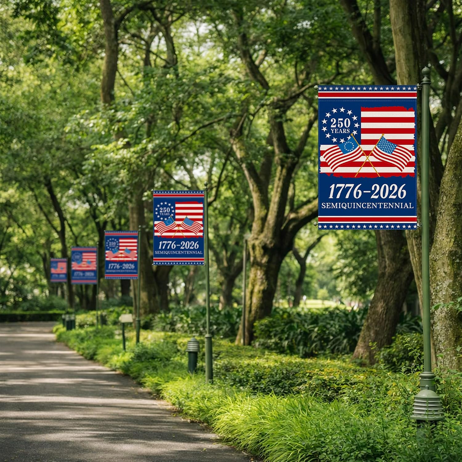 250Th Anniversary America Garden Flag, 250 Anniversary Usa Flag 1776-2026 Commemorative Patriotic 250 Years Banner 4Th Of July Yard Sign Double-Sided Waterproof Garden Flag 12X18 Inch