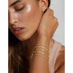 Gokeey Gold Bracelets Set for Women Non Tarnish Trendy,14K Gold Plated Dainty Stackable Paperclip Cuban Link Chain Bracelets, Simple Cute Cuff Bracelets Jewelry Set Adjustable 7"+2"