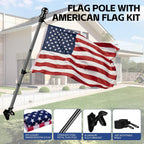 American Flag With Pole For House Outside, Including 5Ft Heavy Duty Flag Aluminum Poles Kit And 100% Polyester 3X5 Ft Us Flag, No Tangle Spinning Pole And Multi-Position Flag Pole Bracket