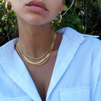 Freekiss Women's Layered Necklace Set - 3 Piece Dainty Gold Jewelry for Everyday Stacking | 14K Gold Plated Snake Chain, Rope Chain, Cuban Chain | Adjustable Length 14-18.5 Inch | Gift Ready