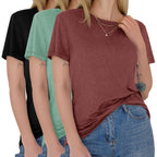 3 Pack Womens T-Shirts - Short Sleeve Spring Summer Tops Crew Neck Trendy Casual Work Soft Basic Tees for Ladies 2026