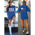 USA T-Shirt for Women USA World Soccer Shirt Vintage American Flag 250th Graphic Tee Tops