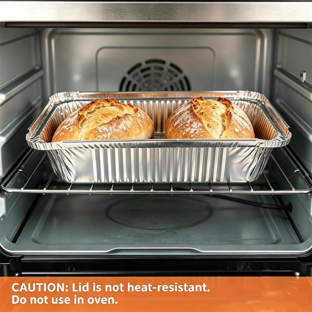 Aluminum Pans With Lids (60 Pack, 8.5"×6") 2.25 Lb Capacity Foil Pans With Lids - 60 Pans And 60 Cardboard Covers - Disposable Food Containers Tin Foil Pans For Baking, Meal Prep,Storage And Freezer