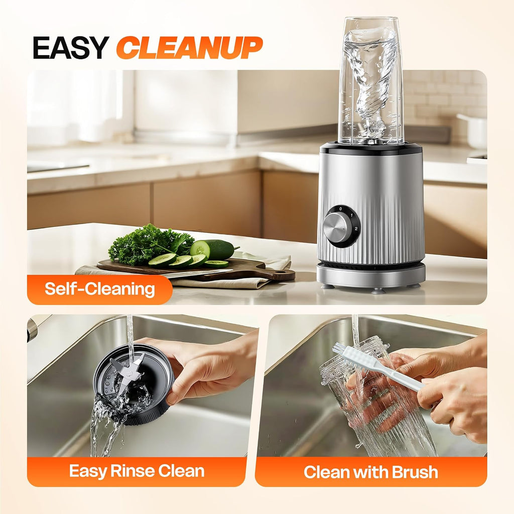 Turelar Blender For Smoothies Portable Personal Blender For Shakes And Smoothies For Kitchen With 2 * 24Oz Portable Cups And Extra Lid, Smoothie Maker Machine For Juices, Baby Food, Nutritious Recipe