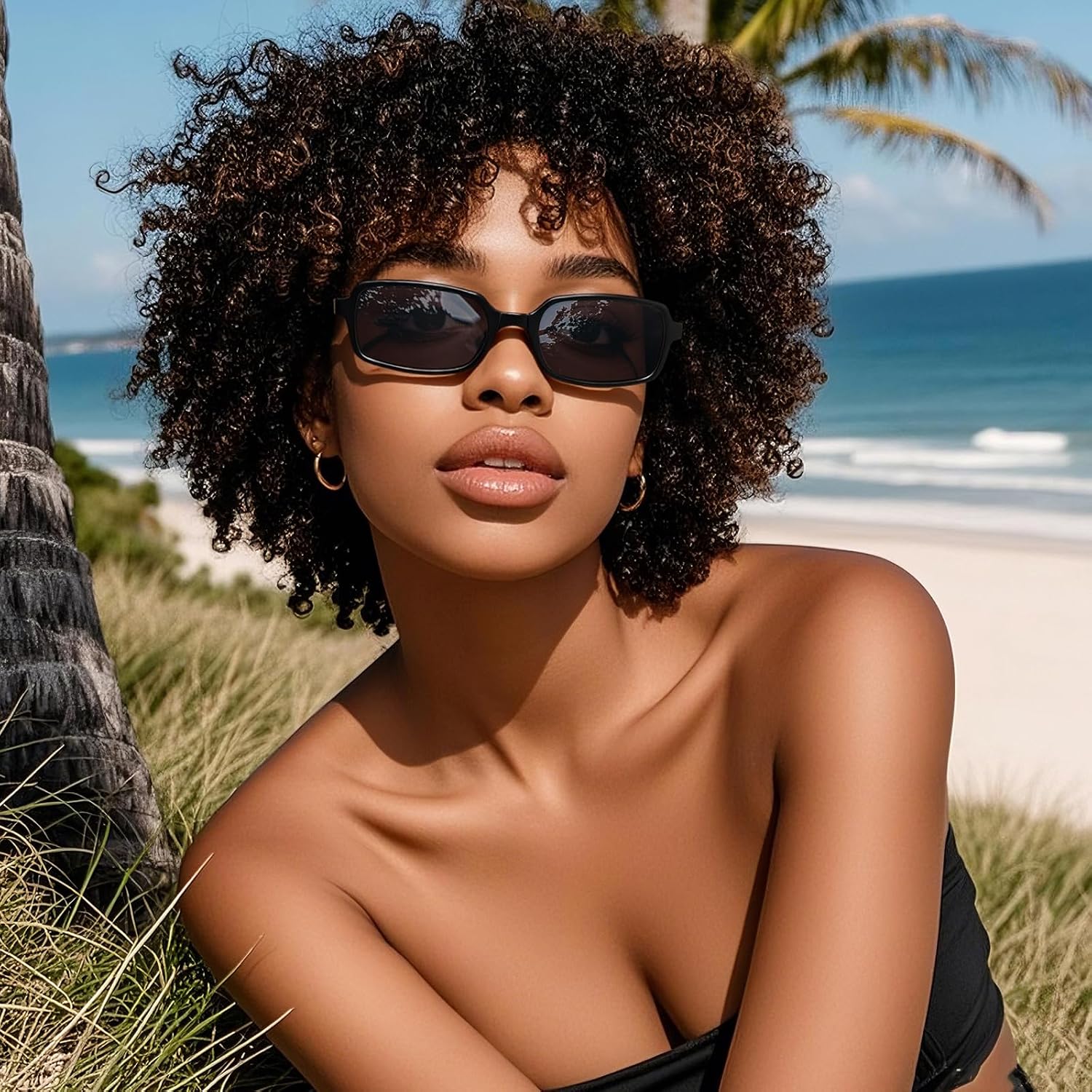 Masdun Polarized Narrow Rectangle Sunglasses For Women Men Trendy Y2K Retro 90S Sun Glasses (3 Pack)
