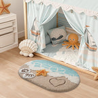 LUMI Soft and Absorbent Beach Bathroom Rug, Non-Slip Backing, Ideal for Bathroom, Kitchen and Entryway Decor, Sea Beach Starfish Shell Bath Decor, Blue, 22"x34"