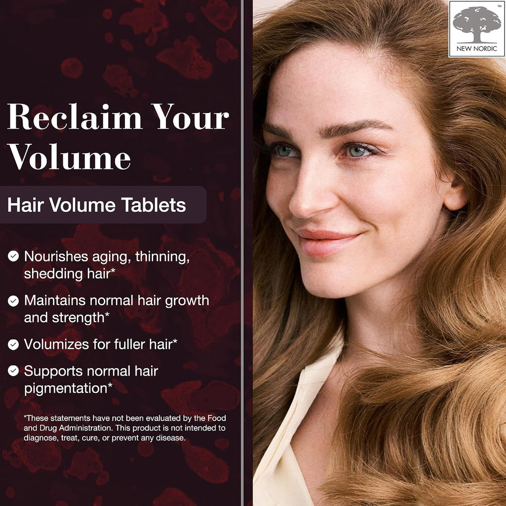New Nordic Hair Volume Daily Biotin Support Supplement | 90 Tablets | Daily Hair Supplement Tablets Made With Biotin And Annurka Apple Extract For Simple Incorporation Into Your Daily Routine