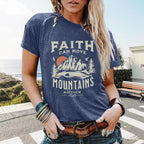 Women Graphic T-Shirts Cute Tees Summer Causal Tops Heather Navy