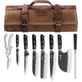 Chef Knife Set, Hand Forged Meat Boning Carving Cleaver Butcher Knife, High Carbon Steel Japan Nakiri Santoku Knife Set With Accessories For Kitchen, Bbq Camping Knives Set With Bag
