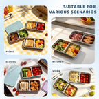3 Pack Stainless Steel Snack Containers For Kids, Reusable Snack Containers With Silicone Lids, 2 Compartment Toddler Snack Containers For Daycare, School Lunch And Travel, 15 Oz