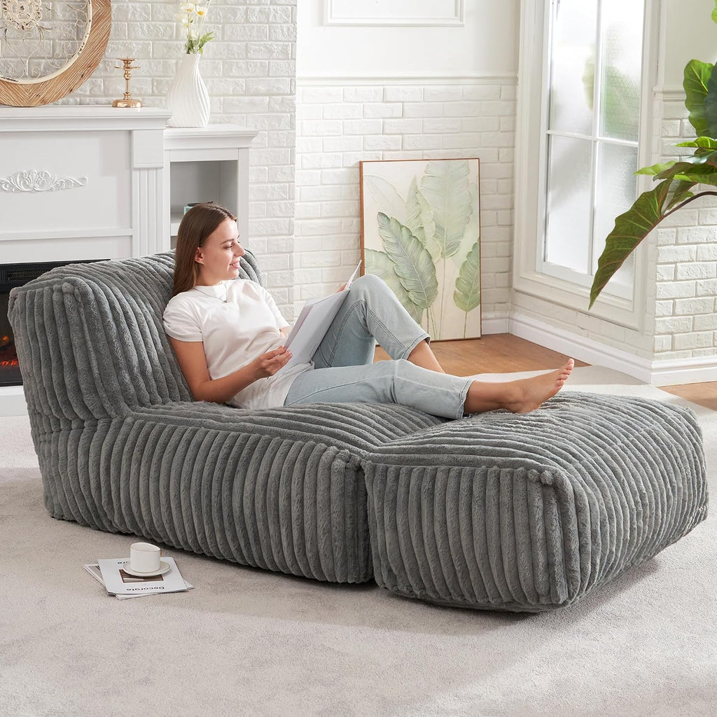 Hobestluk Big Bean Bag Chairs For Adults For Bedroom(Grey, Large) | Softness And Comfort,Easy To Maintain,For Office,Guest Rooms,Fireside,Armless Loveseat,No Assembly Required,High Quality