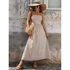 Caracilia Womens Maxi Dresses Gingham Spaghetti Strap Back Smocked Flowy Long Sundress Summer Beach Vacation Clothes 2026