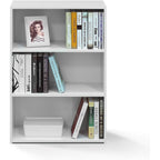 Furinno Wright Book Shelf, 3-Tier Modern Bookshelf, Bookcase With Closed Back, 11.6" X 24.5" X 35.3", For Living Room, Bedroom, Home Office, Soft White