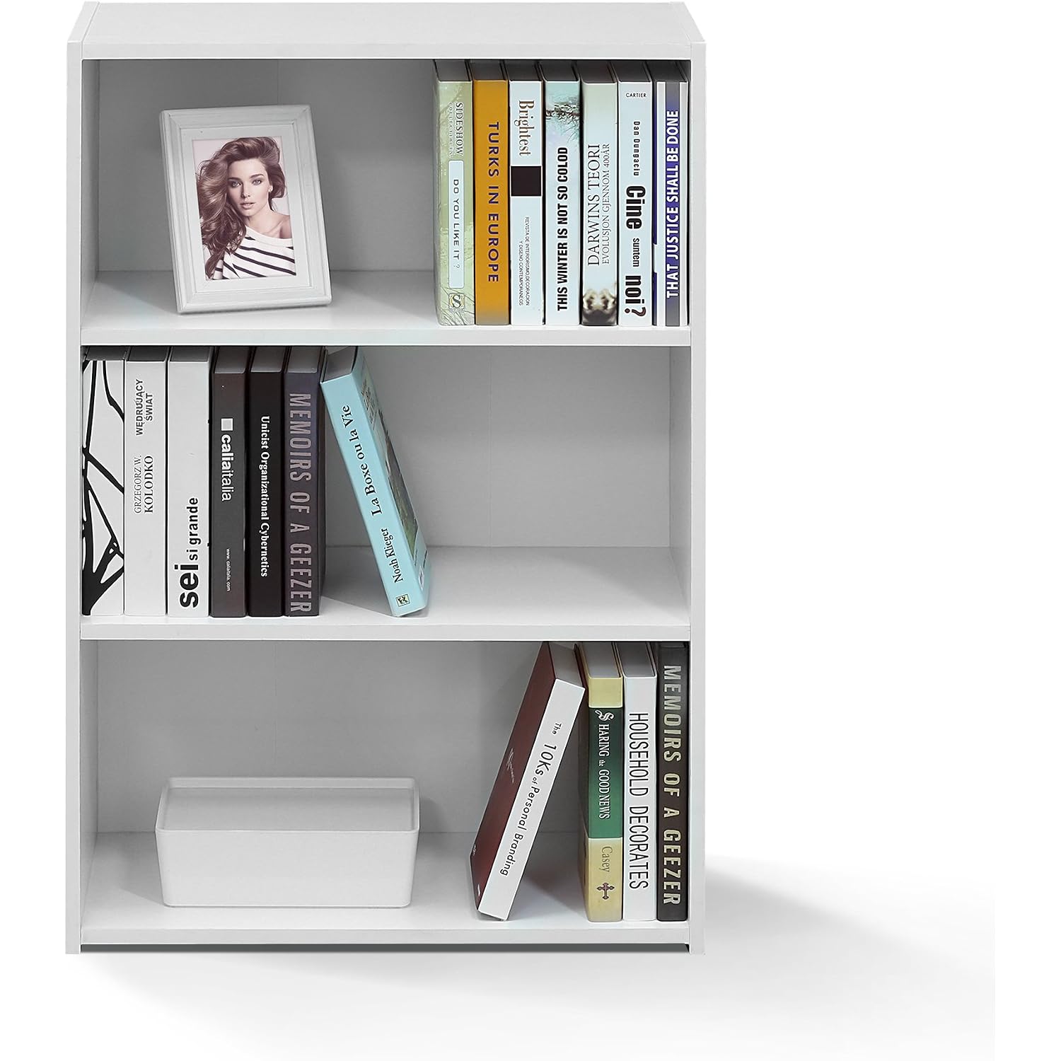 Furinno Wright Book Shelf, 3-Tier Modern Bookshelf, Bookcase With Closed Back, 11.6" X 24.5" X 35.3", For Living Room, Bedroom, Home Office, Soft White