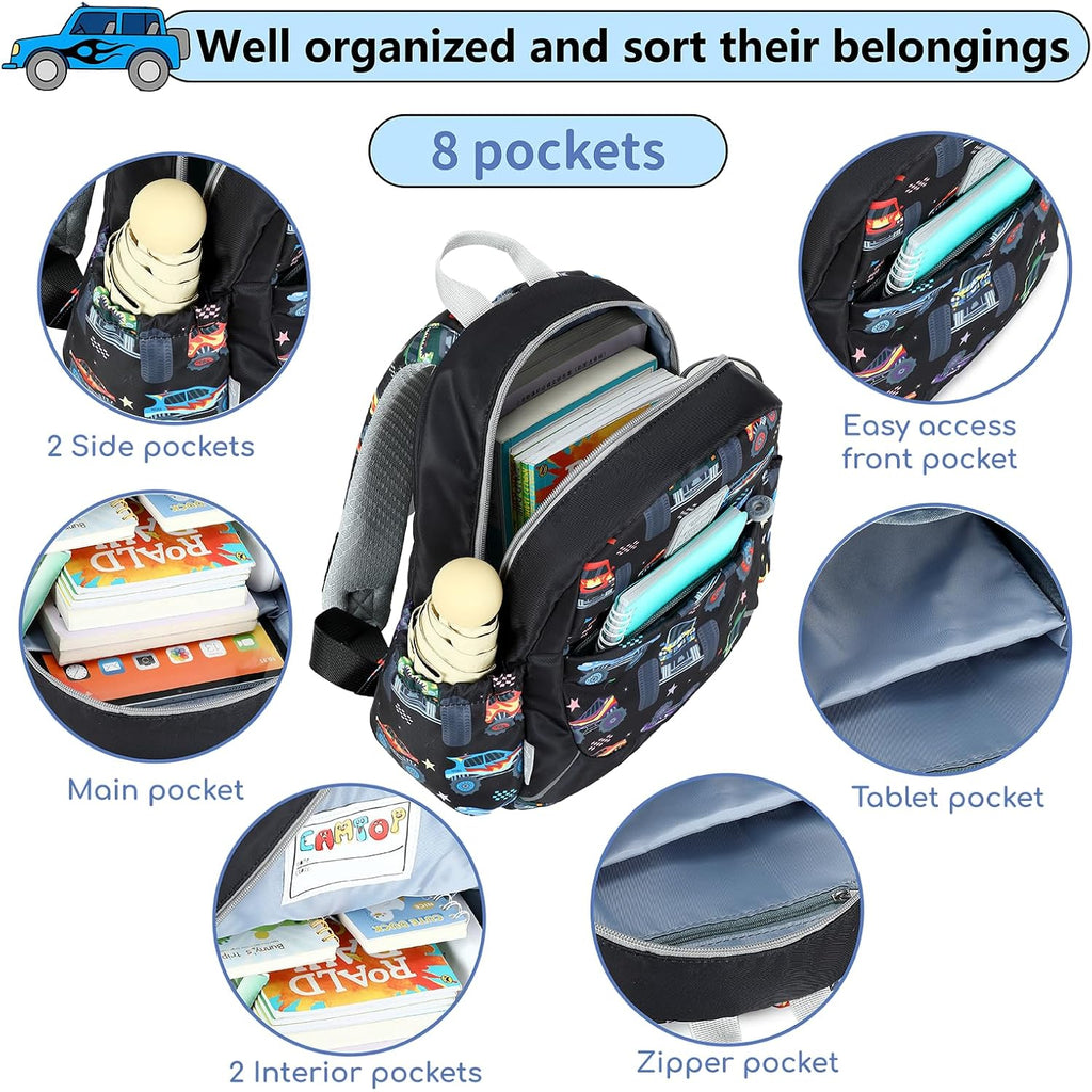 Toddler Backpack For Boys Girls 2-4, 12" H Kids Backpacks For Kindergarten Preschool, Small Bookbag For Daycare Travel (Black, 12''- Not Fit A4 Folder)