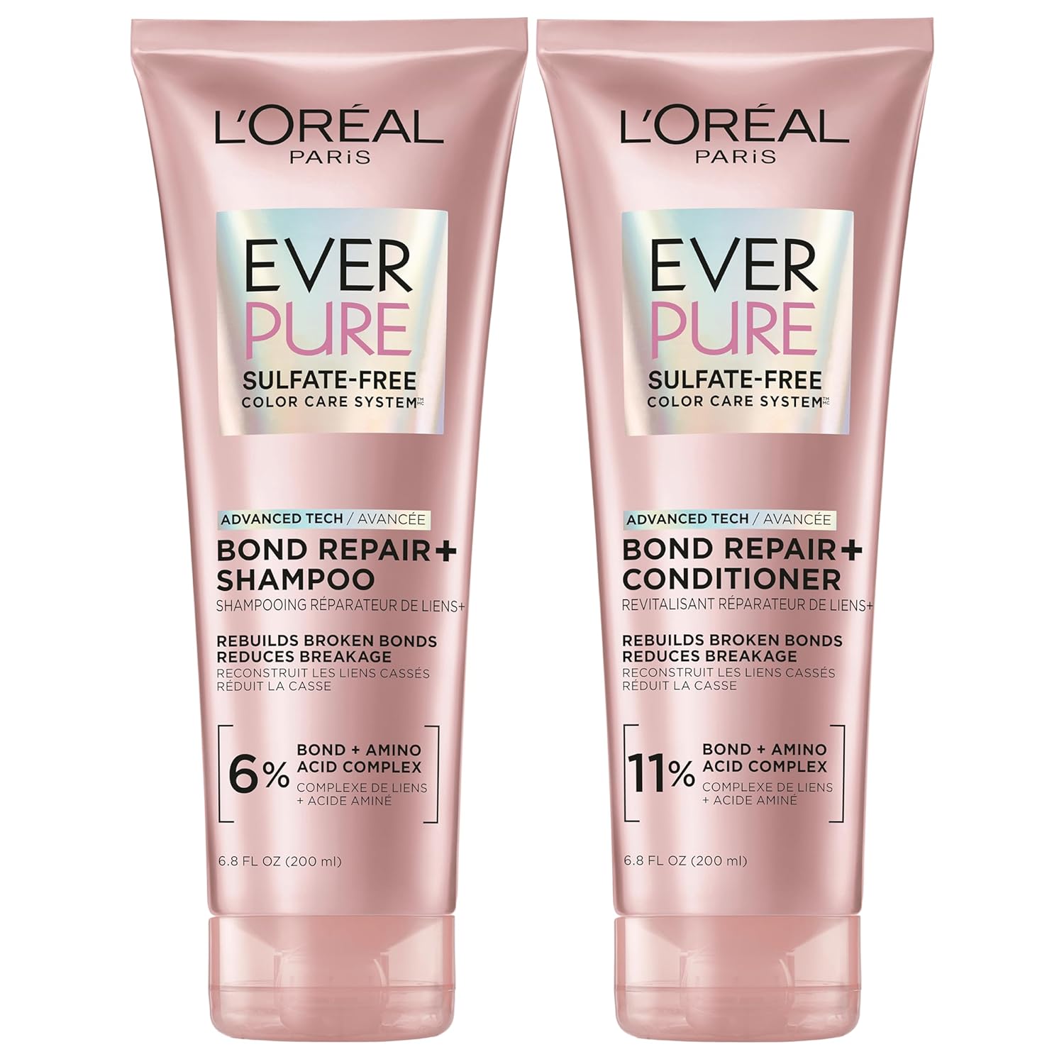 L'Oreal Paris EverPure Sulfate-Free Vegan Hair Care Kit - Shampoo and Conditioner to Strengthen and Repair Hair Bonds (Packaging May Vary)