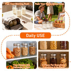 Glass Mason Jars 16 oz with Airtight Lids and Bands - 15 Pack Regular Mouth Pint Canning Jars for Pickling, Meal Prep, Overnight Oats, Dry Food & DIY Crafts - Includes 24 Stickers & Brush
