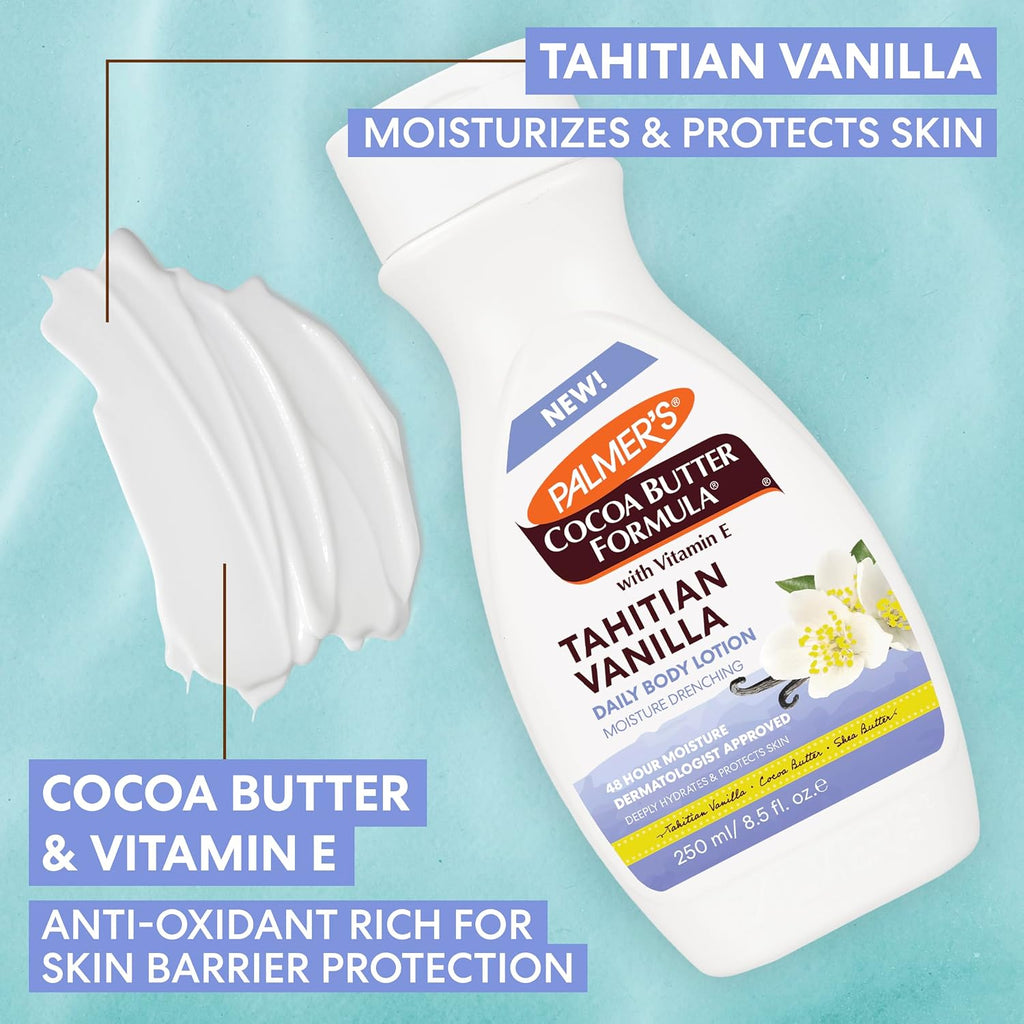 Palmer'S Cocoa Butter Formula Tahitian Vanilla Body Lotion, 8.5 Oz, Daily Moisturizing Lotion For Dry Skin With Shea Butter & Vitamin E, Hydrates & Protects, Helps Provide 48-Hour Deep Moisture