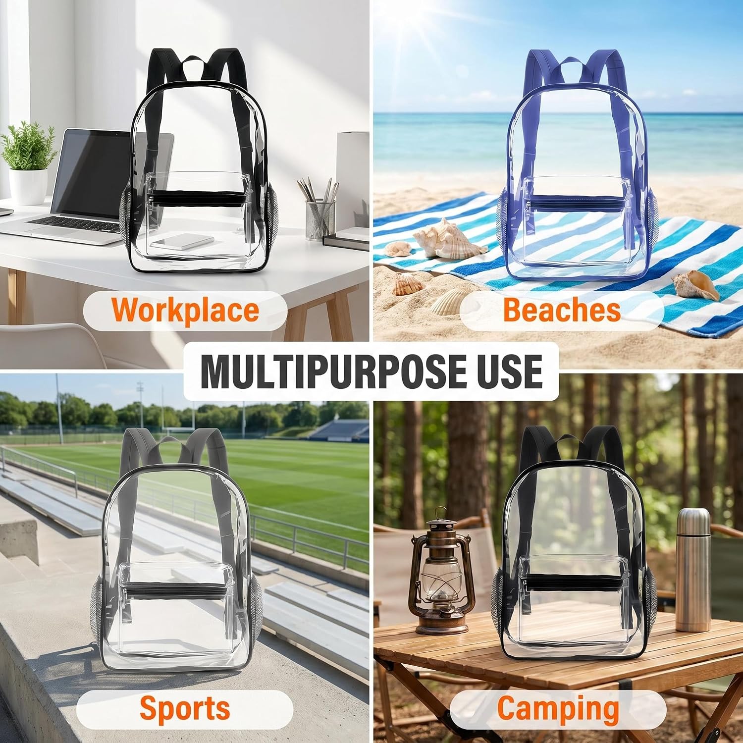 Bulk Pack Clear Backpack Transparent Backpack-1/3/24/48 Set